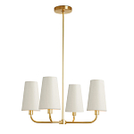 Люстра золотая с белыми тканевыми абажурами Coolness варинант исполнения - 1 | Loft Concept в Уфе