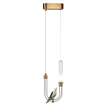 Подвесной светильник с декоративной фигуркой птицы на прозрачной изогнутой трубке Ganthea варинант исполнения - 3 | Loft Concept в Уфе