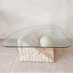 Дизайнерский журнальный стол в виде раковины с жемчужиной под прозрачной столешницей Fahin варинант исполнения - 1 | Loft Concept в Уфе