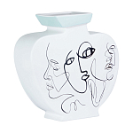 Ваза плоская белая с абстрактными черными линиями в форме лиц Faces of Imagination варинант исполнения - 1 | Loft Concept в Уфе