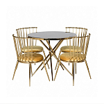 Обеденный стол с чёрной круглой столешницей на золотых ножках Rive Gauche Table варинант исполнения - 3 | Loft Concept в Уфе