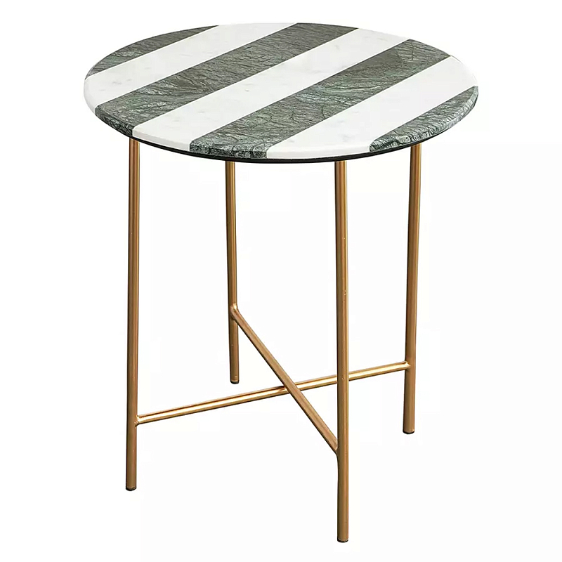 Столик приставной с круглой столешницей с полосатым узором Tabletops with Striped Pattern Серый Белый в Уфе | Loft Concept 