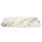 Обеденный стол с прямоугольной столешницей из стекла на черных металлических ножках White Marble варинант исполнения - 3 | Loft Concept в Уфе