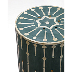 Приставной круглый столик с инкрустацией blue Mandika Bone Inlay  варинант исполнения - 1 | Loft Concept в Уфе