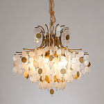Люстра подвесная с белыми и золотыми круглыми подвесками Диаметр 70 см SHELL Chandelier варинант исполнения - 2 | Loft Concept в Уфе