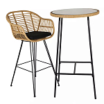 Барный столик с круглой плетеной столешницей Wicker Table Top варинант исполнения - 3 | Loft Concept в Уфе