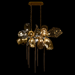 Люстра подвесная с 18-ю стеклянными плафонами с вертикальными подвесками Gilded Mirage  варинант исполнения - 3 | Loft Concept в Уфе