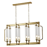 Люстра прямоугольная с 8-ю стеклянными плафонами цилиндрической формы Jeanette варинант исполнения - 2 | Loft Concept в Уфе