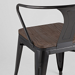 Черный глянцевый стул с сиденьем из натурального дерева TOLIX варинант исполнения - 7 | Loft Concept в Уфе