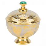 Сахарница металлическая с гравировкой и натуральным камнем Малахит в подарочной коробке Metal Stone Sugar Bowls варинант исполнения - 1 | Loft Concept в Уфе