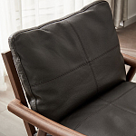 Кресло c каркасом из массива дерева и мягкой кожаной обивкой Walnut Armchair варинант исполнения - 5 | Loft Concept в Уфе