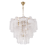 Люстра круглая многоярусная с прозрачными подвесками из стекла Hexagon Tube Light варинант исполнения - 2 | Loft Concept в Уфе