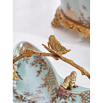 Блюдо из голубого фарфора с бронзовой ручкой в виде ветки Blue Garden варинант исполнения - 5 | Loft Concept в Уфе