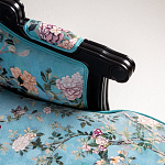 Трехместный диван из натурального бука бирюзовый с изображением птиц и цветов Turquoise Chinoiserie Garden Sofa варинант исполнения - 7 | Loft Concept в Уфе