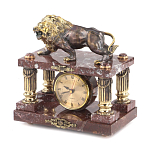 Часы настольные из креноида и бронзы с декором в виде льва Lion Stone Clock варинант исполнения - 3 | Loft Concept в Уфе