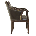 Кресло кожаное на 4-х деревянных ножках из массива березы Ethan Armchair brown варинант исполнения - 1 | Loft Concept в Уфе