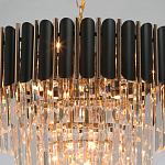 Люстра из черного металла с многоярусными подвесками из прозрачного хрусталя на золотой цепи Empire Black Chandelier Crystal варинант исполнения - 9 | Loft Concept в Уфе