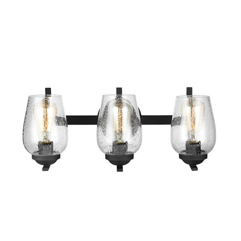 Бра черного цвета с 3-мя плафонами из прозрачного стекла с пузырьками Generation Lighting Черный Прозрачное Стекло в Уфе | Loft Concept 