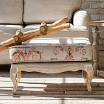 Мягкая банкетка из массива бука серая с растительным орнаментом Raffael Grey Floral Banquette варинант исполнения - 6 | Loft Concept в Уфе