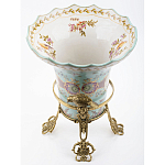 Ваза из голубого фарфора с рисунком птиц и цветов и декоративными элементами Blue Garden варинант исполнения - 3 | Loft Concept в Уфе