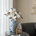 Ваза с крышкой и зелено-голубым рисунком на белом фоне 51 см Blue & White Ornament варинант исполнения - 5 | Loft Concept в Уфе