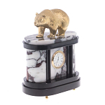 Часы настольные бронзовые с декором в виде медведя Bear Stone Clock варинант исполнения - 3 | Loft Concept в Уфе