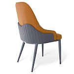 Стул оранжевый с высокой спинкой из искуственной кожи на серых металлических ножках Enigma Orange варинант исполнения - 2 | Loft Concept в Уфе