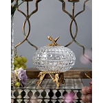 Конфетница прозрачная стеклянная на бронзовых ножках в виде морских коньков с крышкой в виде ракушки Eden Garden варинант исполнения - 3 | Loft Concept в Уфе