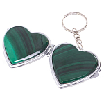 Зеркало брелок складное двухстороннее в форме сердца из натурального камня Малахит Stone Mirrors варинант исполнения - 2 | Loft Concept в Уфе
