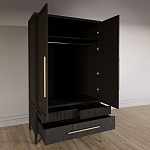 Шкаф платяной Primo с выдвижными ящиками шпон Темный орех варинант исполнения - 4 | Loft Concept в Уфе