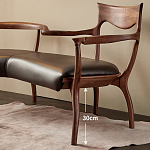 Кушетка с деревянным каркасом и сиденьем из коричневой натуральной кожи Moon Walnut Furniture варинант исполнения - 4 | Loft Concept в Уфе