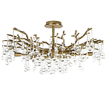 Потолочная люстра в виде ветвей деревьев золотого цвета с прозрачными подвесками-каплями Droplet Chandelier варинант исполнения - 1 | Loft Concept в Уфе
