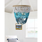 Круглая многоярусная люстра с подвесками в виде круглых бусин Wooden Beads Turquoise Chandelier варинант исполнения - 2 | Loft Concept в Уфе
