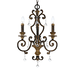 Люстра с подвесками из прозрачного стекла на кованом каркасе бронзового цвета в классическом стиле Quoizel варинант исполнения - 11 | Loft Concept в Уфе