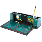 Настольный письменный набор из змеевика с часами и календарницей Successful Leader варинант исполнения - 2 | Loft Concept в Уфе