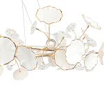 Люстра круглая с белыми лепестками из керамики и прозрачными хрустальными цветками Диаметр 82 см Wintery flovers варинант исполнения - 4 | Loft Concept в Уфе