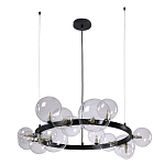 Люстра круглая подвесная с 15-ю прозрачными шарообразными плафонами из стекла Iona chandelier варинант исполнения - 6 | Loft Concept в Уфе