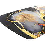 Обеденный стол с прямоугольной черно-золотой столешницей из стекла на 4-х металлических ножках Gold and Black Marble варинант исполнения - 4 | Loft Concept в Уфе