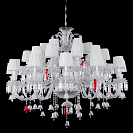 Люстра многоярусная с 30-ю белыми текстильными абажурами и хрустальными подвесками Lustre Reverie варинант исполнения - 1 | Loft Concept в Уфе