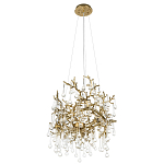 Подвесная люстра в виде ветвей деревьев золотого цвета с прозрачными подвесками-каплями 8 и 14 ламп Droplet Chandelier варинант исполнения - 4 | Loft Concept в Уфе
