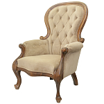 Кресло с мягкой обивкой из светло-коричневого велюра на 4-х деревянных ножках Evelyn Classical Armchair варинант исполнения - 3 | Loft Concept в Уфе