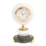 Часы настольные бронзовые из натуральных камней Мрамор и Змеевик Stone Clock варинант исполнения - 7 | Loft Concept в Уфе