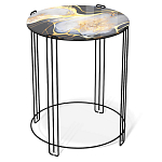Стол журнальный круглый со столешницей из стекла Gold and Black Marble варинант исполнения - 1 | Loft Concept в Уфе