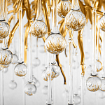 Люстра подвесная с прозрачными стеклянными подвесками в форме капель Диаметр 80 см Droplet Chandelier варинант исполнения - 16 | Loft Concept в Уфе