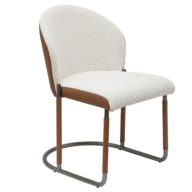 Стул мягкий с обивкой из рогожки и экокожи Contrasting Performance Кремовый Терракотовый в Уфе | Loft Concept 