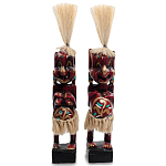 Комплект из 2-х деревянных статуэток Asmat Straw Headdress Statuettes Red Tattoo варинант исполнения - 1 | Loft Concept в Уфе