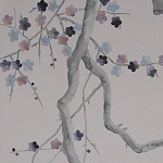 Обои ручная роспись Plum Blossom Special Colourway on Lilac Hint dyed silk варинант исполнения - 3 | Loft Concept в Уфе