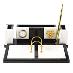 Настольный письменный набор из белого мрамора и змеевика Marble Accessory варинант исполнения - 1 | Loft Concept в Уфе