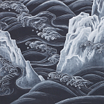 Обои ручная роспись Matsushima Waves Roka on Edo Night painted silk варинант исполнения - 2 | Loft Concept в Уфе