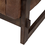 Коричневое кожаное кресло на деревянном каркасе Duncan Armchair варинант исполнения - 1 | Loft Concept в Уфе